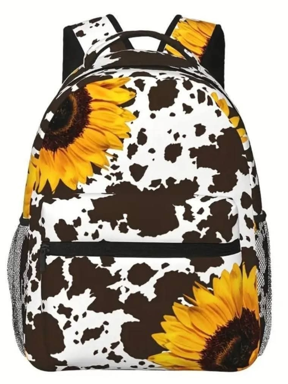Sunflower Cowprint Backpack for Women - Yellow Black